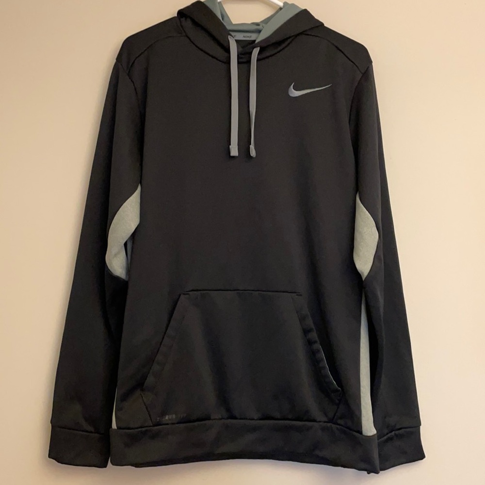 Black and Grey Nike Therma-Fit Hoodie.